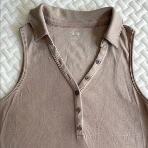A.N.A Tan Sleeveless Fitted Polo Tank Top